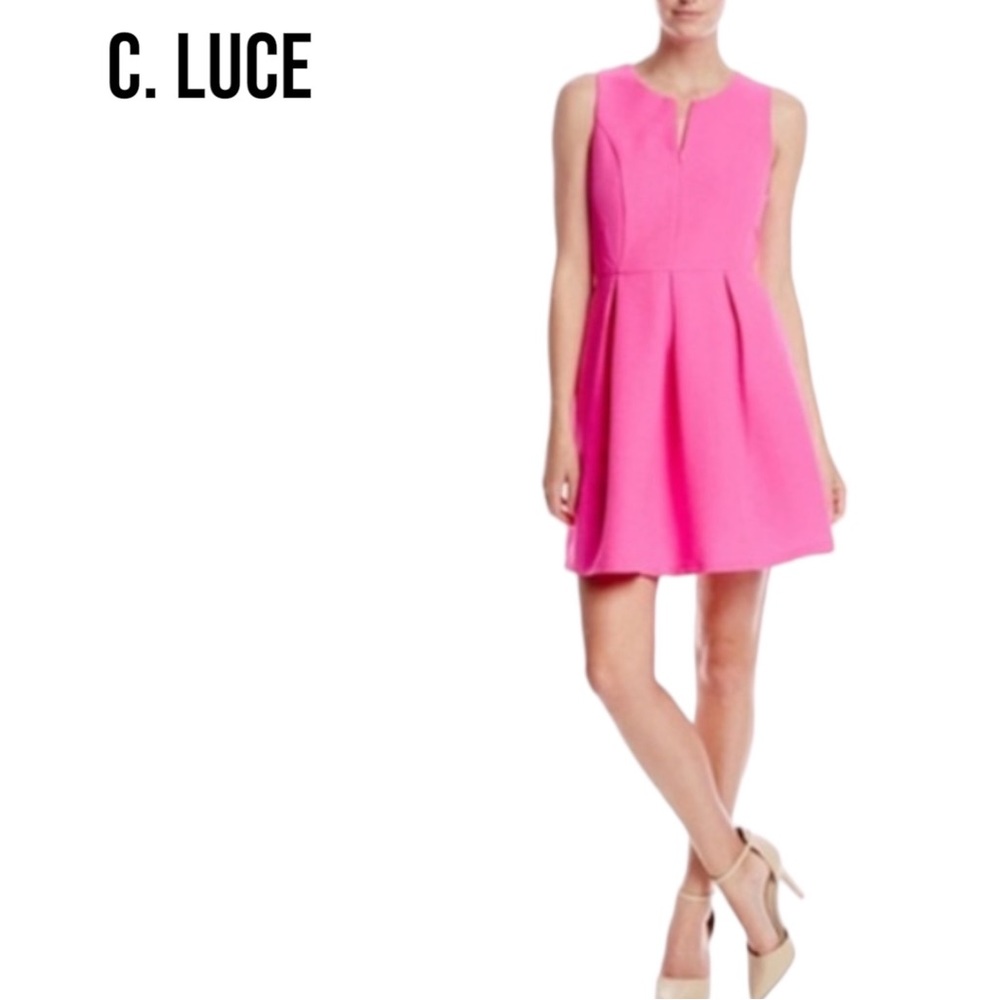 C. Luce WICKED HOT PINK ZIP FRONT DRESS WITH POCKETS Size Small EUC